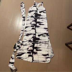 Black and White Tie-Dye Maxi Dress